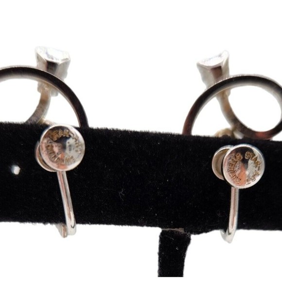 Star Art Sterling Blue White Rhinestone Screwback Earrings Vintage Signed Estate - Picture 4 of 9